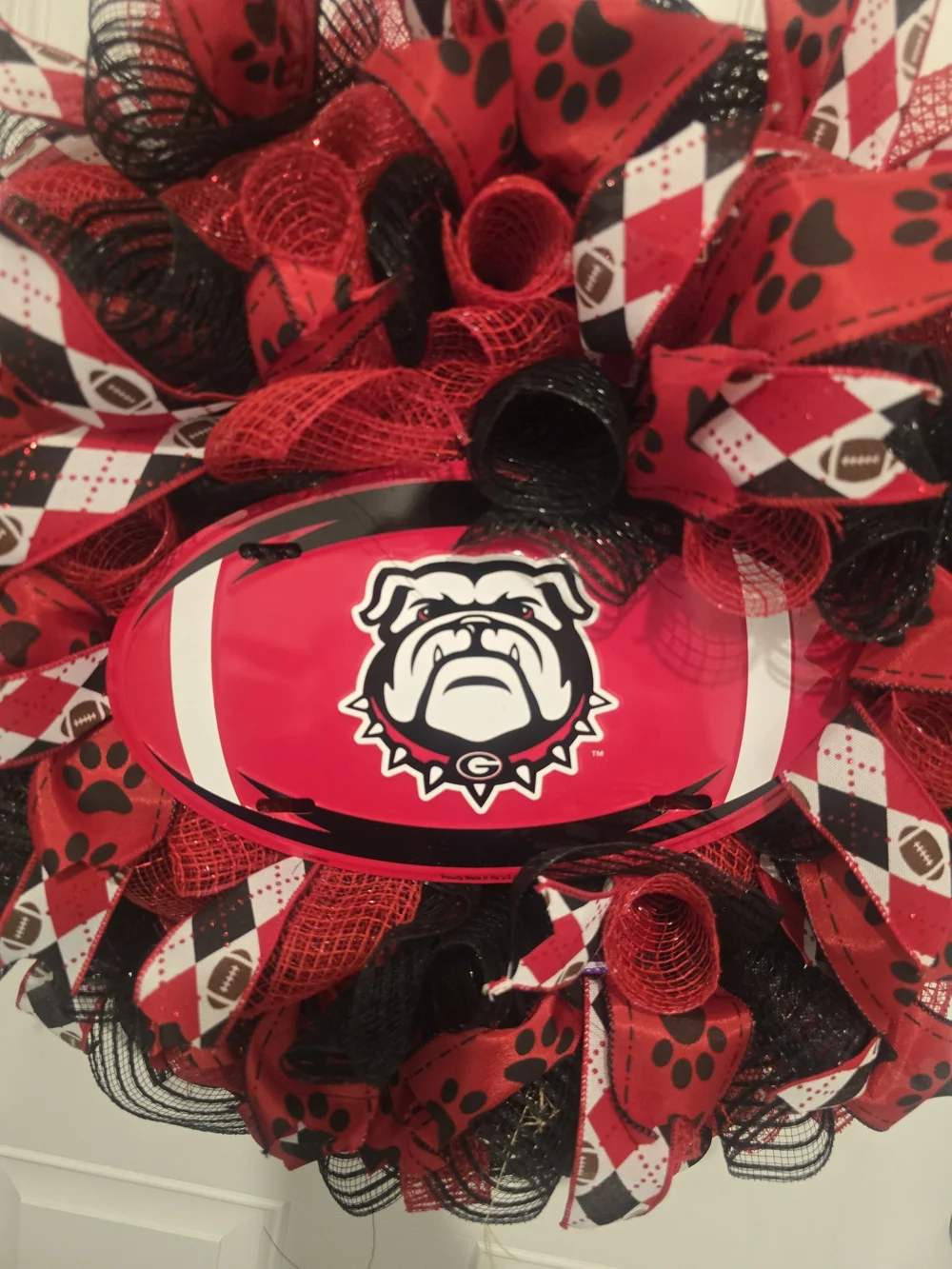 Georgia Bulldogs Red & Black Football Wreath